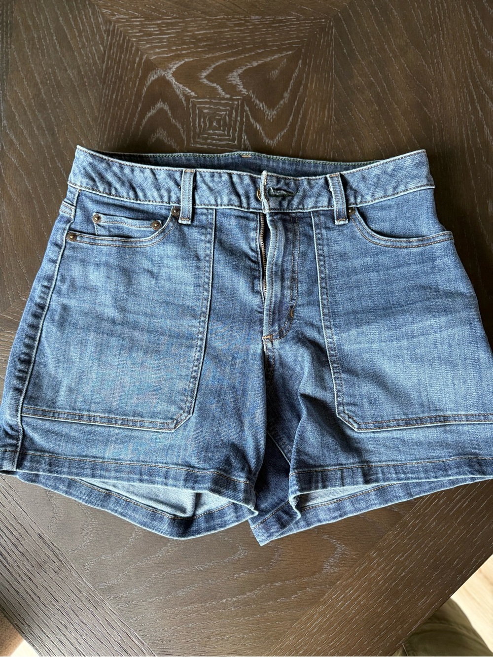 L.L. Bean Blue Denim Patch Pocket Shorts